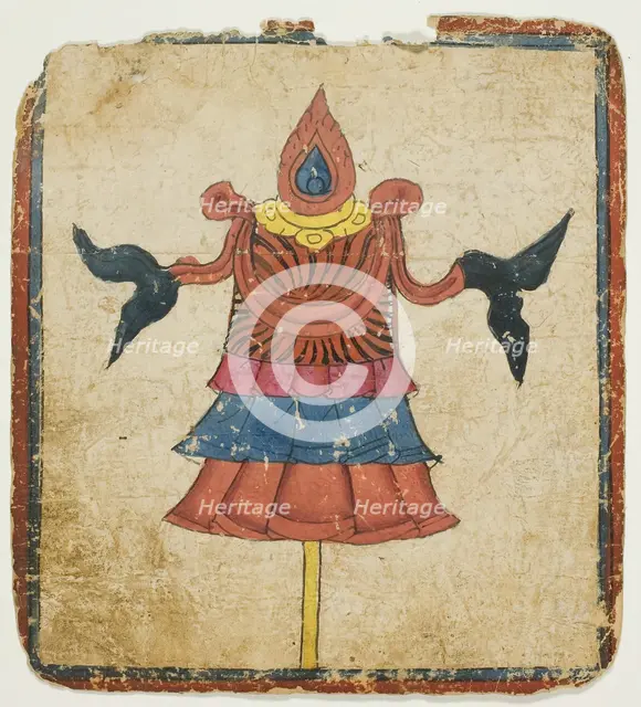 The Victory Banner (Dhwaja), from a Set of Initiation Cards (Tsakali), 14th/15th century. Creator: Unknown.