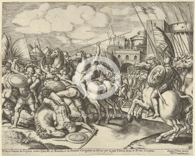 The victory of Scipio over Syphax, 1530-60. Creator: Master of the Die.