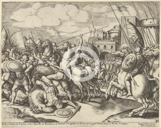 The victory of Scipio over Syphax, 1530-60. Creator: Master of the Die.