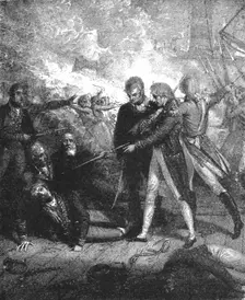 'The Victory off Cape St. Vincent, February 14, 1797, Nelson Carrying the "San Josef"..., 1891. Creator: Richard Westall