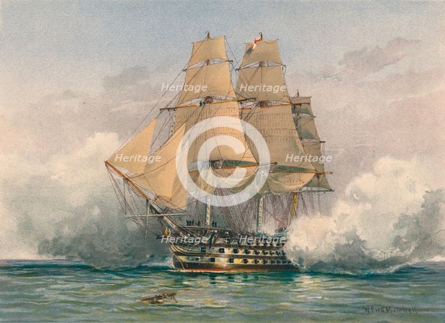 'The Victory, (Launched 1765)', late 19th-early 20th century. Creator: William Frederick Mitchell.