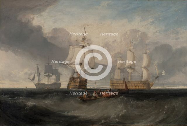 The Victory Returning from Trafalgar, in Three Positions, ca. 1806. Creator: JMW Turner.