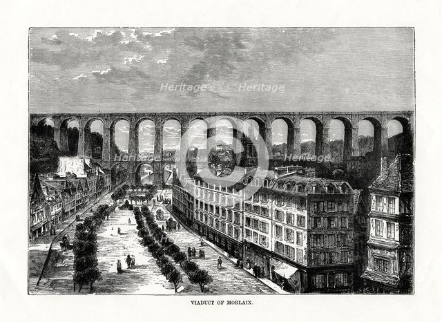 The Viaduct at Morlaix, France, 1879. Artist: Unknown