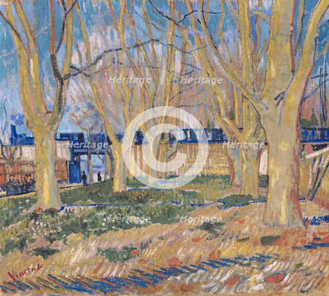 The viaduct in Arles. The blue train, 1888. Artist: Gogh, Vincent, van (1853-1890)