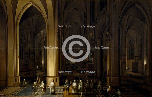 The viaticum inside a church, 1636. Creators: Peeter Neeffs the Elder, Frans Francken II.