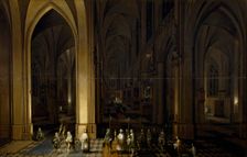 The viaticum inside a church, 1636. Creators: Peeter Neeffs the Elder, Frans Francken II