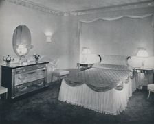 The vibrant qualities of Plexiglas are used to advantage in this bedroom 1942