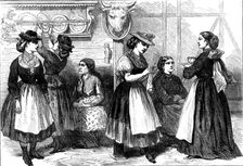 The Vienna Exhibition: in the Styrian Alpine Hut; in the Austrian Dairy, 1873. Creator: Unknown