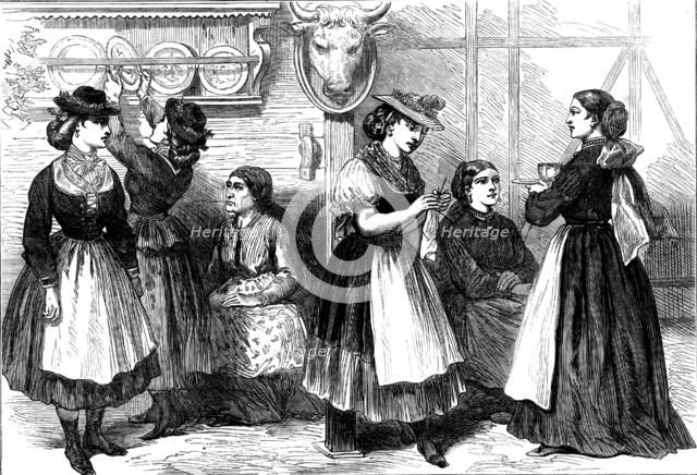 The Vienna Exhibition: in the Styrian Alpine Hut; in the Austrian Dairy, 1873. Creator: Unknown.