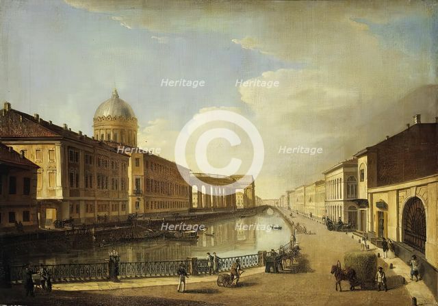 The View of the Cathedral of Our Lady of Kazan from the Rear Facade near Ekaterininsky Canal, 1814. Creator: Timofey Vasilyev.
