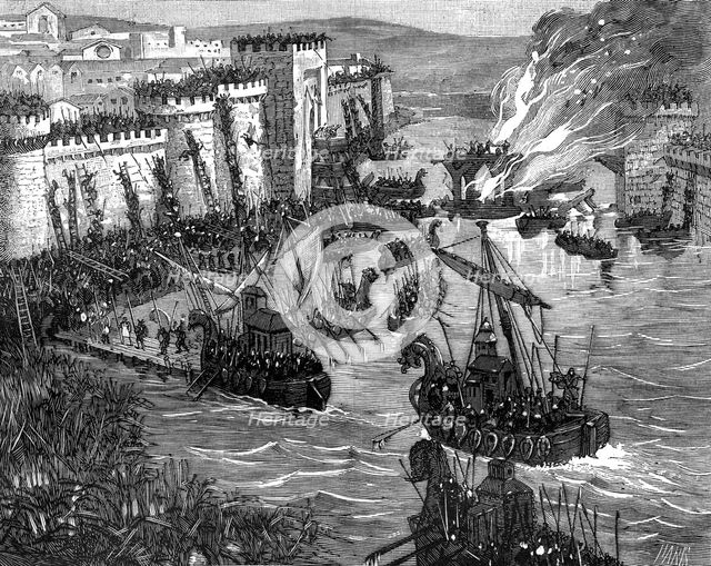 The Viking attack on Paris, 885 (1882-1884). Artist: Unknown