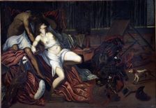 The violence of Tarquino Tarquino ties Lucrezia with his own clothes, 16th century. Creator: Tintoretto, Jacopo Robusti (1518 - 1594)