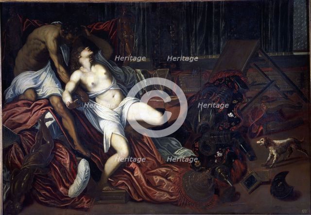 'The violence of Tarquino', Tarquino ties Lucrezia with his own clothes, 16th century. Creator: Tintoretto, Jacopo Robusti (1518 - 1594).
