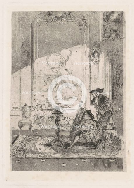 The Violin Lesson (La lezione di violincello), c. 1874. Creator: Mose, Bianchi.