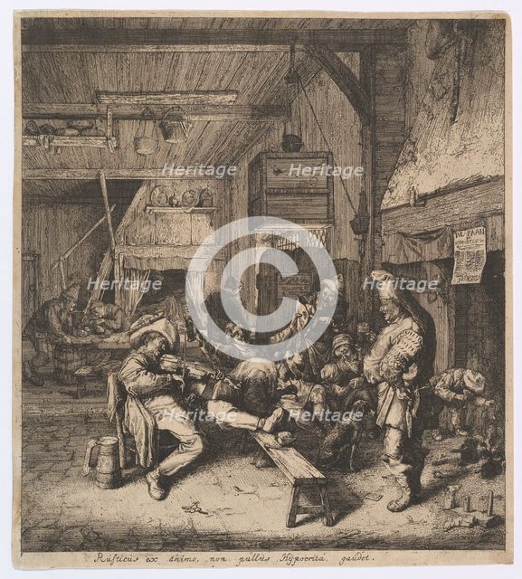 The Violin Player Seated in the Inn, 1685. Creator: Cornelis Dusart.