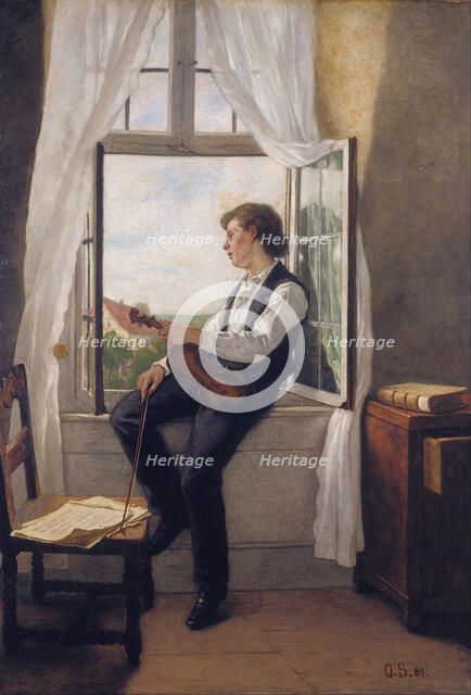 The Violinist at the Window. Artist: Scholderer, Franz Otto (1834-1902)