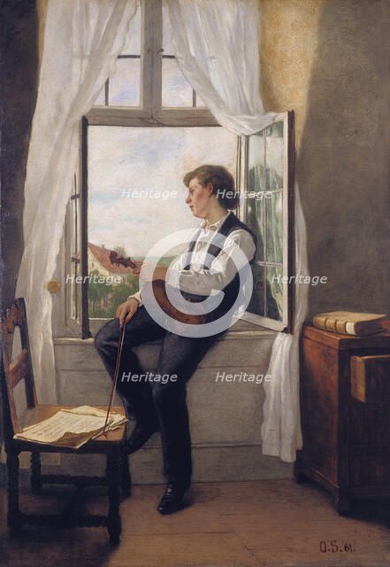 The Violinist by the Window, 1861.  Creator: Otto Scholderer.