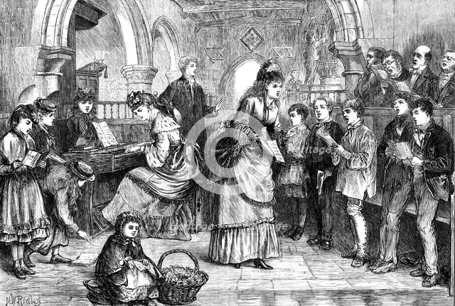 The Village Choir at Rehearsal, drawn by M. W. Ridley, 1871. Creator: Unknown.