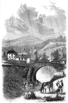 The Village and Bridge of Sallenches, Savoy, 1860. Creator: Jean Adolphe Beauce