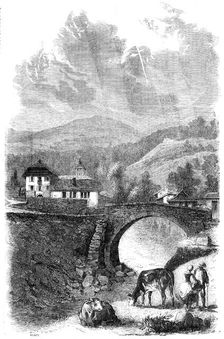 The Village and Bridge of Sallenches, Savoy, 1860. Creator: Jean Adolphe Beauce