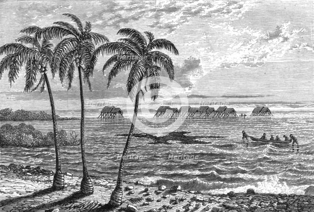 ''The village as seen from the shore; A Visit to the Guajiro Indians of Maracaibo, Venezuela', 1875. Creator: A Goering.