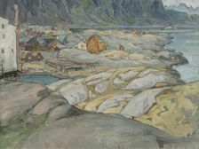 The Village at the Foot of the Mountain. Study from Lofoten, 1912. Creator: Anna Katarina Boberg