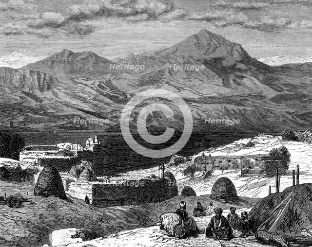 The village of Gharzen and the Mountains of Kurdistan, 19th century. Artist: Unknown