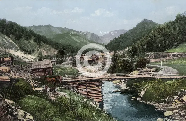 The Village of Elekmonar, Valley of the Middle Reaches of the Katun River, 1911-1913. Creator: Sergei Ivanovich Borisov.