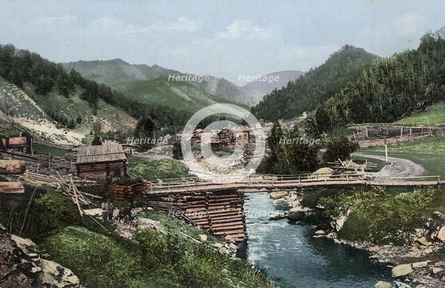 The Village of Elekmonar, Valley of the Middle Reaches of the Katun River, 1911-1913. Creator: Sergei Ivanovich Borisov.