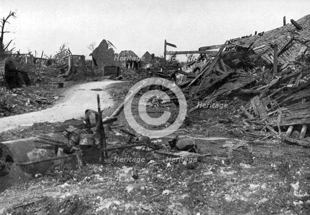 The village of Mametz after the July bombardment, Battle of the Somme, 1916, (c1920). Artist: Unknown