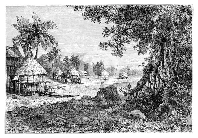The village of Sawi, Car-Nicobar, Nicobar Islands, India, 1895. Artist: Unknown