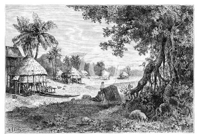 The village of Sawi, Car-Nicobar, Nicobar Islands, India, 1895. Artist: Unknown