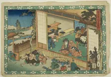 The Village School Scene (Terakoya), from the series "Sugawara's Secrets..., c.1830/44. Creator: Sadahide Utagawa