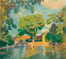 The Village Pond, Upton Grey c1914. Artist: Emile Claus