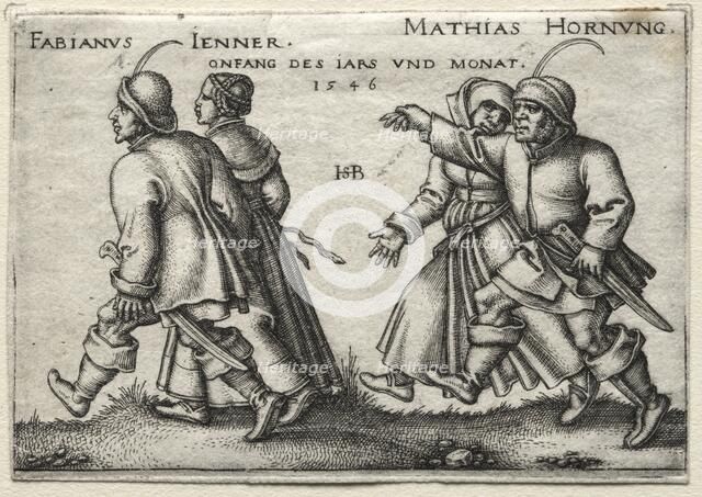 The Village Wedding: Fabianus Jenner / Mathias Hornung, 1546. Creator: Hans Sebald Beham (German, 1500-1550).