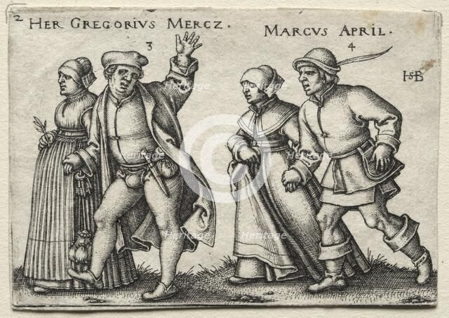 The Village Wedding: Her Gregorius Mercz / Marcus April, 1546. Creator: Hans Sebald Beham (German, 1500-1550).