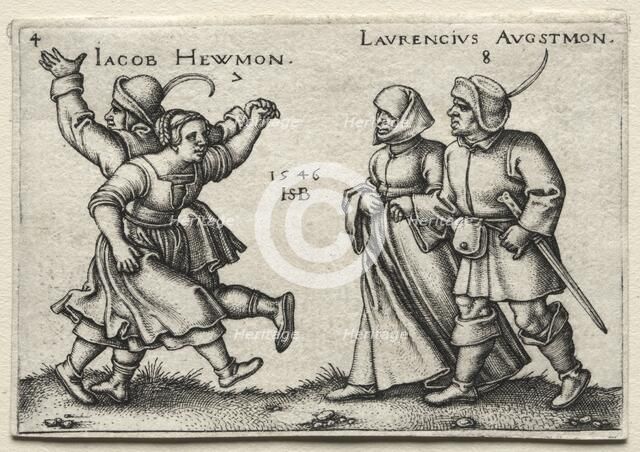 The Village Wedding: Jacob Hewmon / Lawrencius Augstmon, 1546. Creator: Hans Sebald Beham (German, 1500-1550).