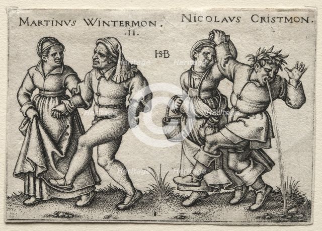 The Village Wedding: Martinus Wintermon / Nicolaus Cristmon, 1546. Creator: Hans Sebald Beham (German, 1500-1550).