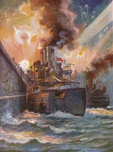 The Vindictive at Zeebrugge 1918 (1919). Artist: Charles John De Lacy
