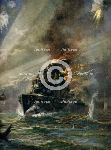 'The "Vindictive" At Zeebrugge, St. George's Day, 1918', c1929.  Creators: Howard Davie, Harry Payne.