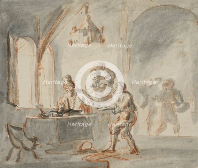 The vineyard workers receive their wages, mid 17th century. Creator: Rembrandt Harmensz van Rijn.