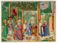 The Vintage and Drunkenness of Noah 1469-1484 (1870).Artist: Franz Kellerhoven