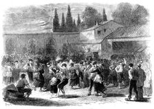 The Vintage of Medoc: evening dance of vineyard labourers, 1871. Creator: Unknown