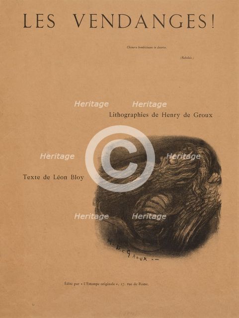 The Vintages!: Title Page, 1894. Creator: Henri de Groux (Belgian, 1867-1930).
