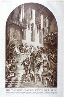 The Vintners Company feasts four kings, c1347, (1928). Artist: Anon