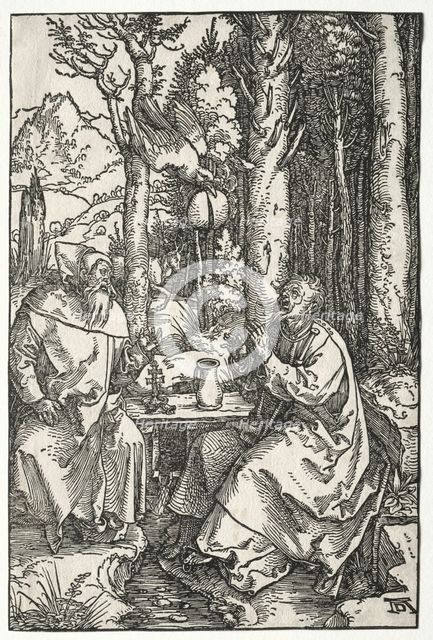 The Visit of St. Anthony to St. Paul the Hermit, c. 1504. Creator: Albrecht Dürer (German, 1471-1528).