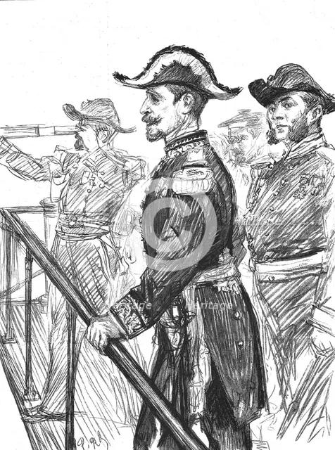 'The Visit of the French Fleet: Admiral Gervais on the Bridge of the "Marengo", 1891. Creator: Paul Charles Renouard.