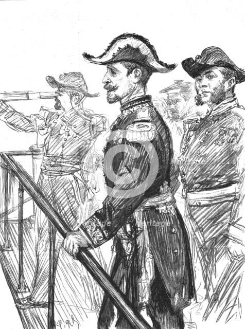 'The Visit of the French Fleet: Admiral Gervais on the Bridge of the "Marengo", 1891. Creator: Paul Charles Renouard.