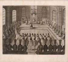 The visit of the Holstein delegation to the Russian tsar in Moscow (Illustration from..., 1634. Creator: Anonymous