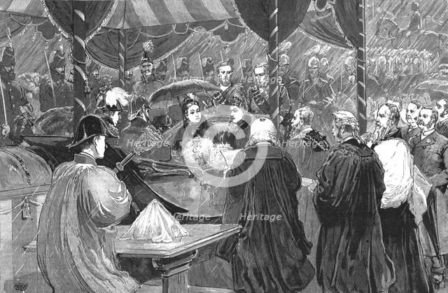 'The visit of the Queen to Liverpool - The Recorder reading the Corporation Address...', 1886.  Creator: Unknown.